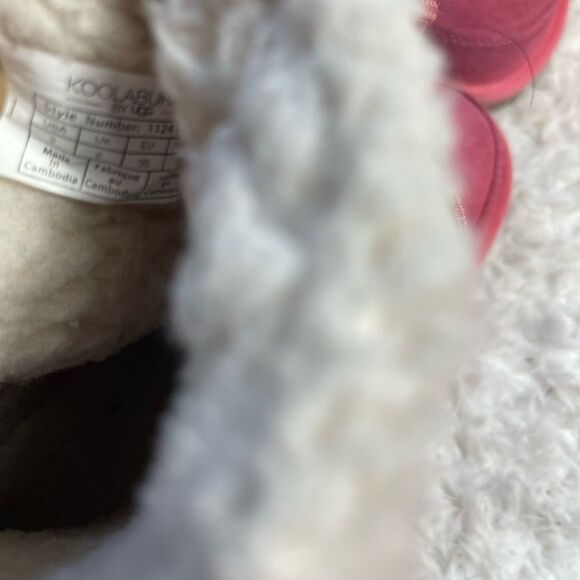 Kookaburra by UGG leather pink Girl winter boots beige fur lace up accent SZ3 - Picture 11 of 12